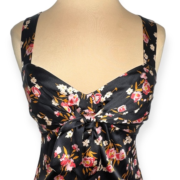 A.L.C x BARNEYS NEW YORK black multicolor silk floral tiered midi dress size 6 - Picture 3 of 10